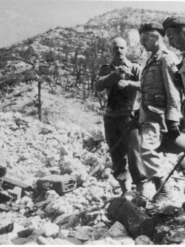  soldiers at Monte Cassino vintage black and white photo